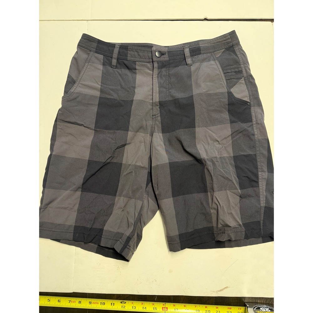 Lululemon Commission Shorts Mens 34 Gry Black Buffalo Plaid Golf Casual 9 Inseam